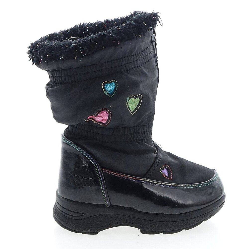 Toddler Girl Winter Boots Black Heart Print Size 6 Insulated